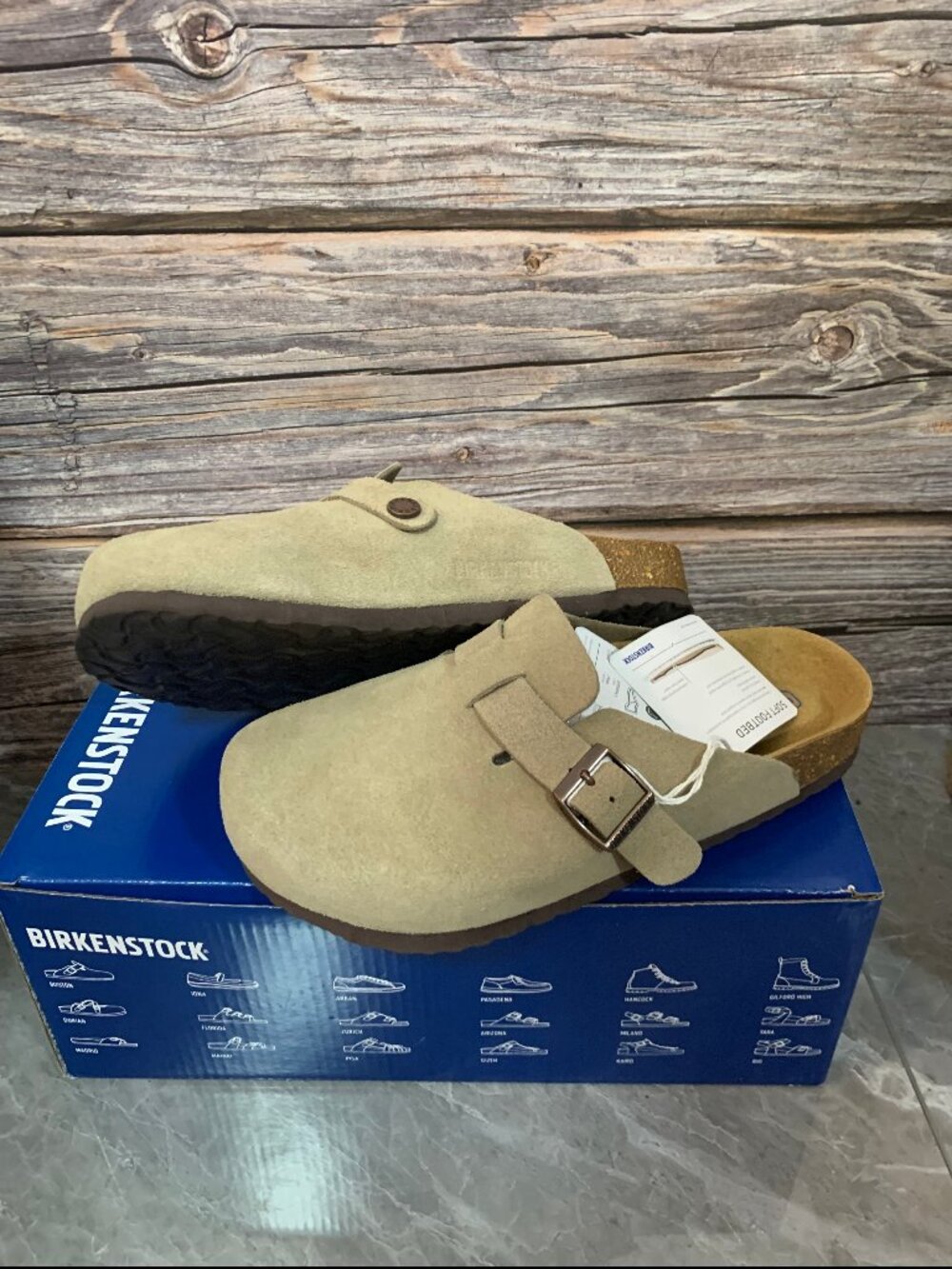 Birkenstock Boston Suede Mules Taupe Cushioned Soft Footbed Clogs